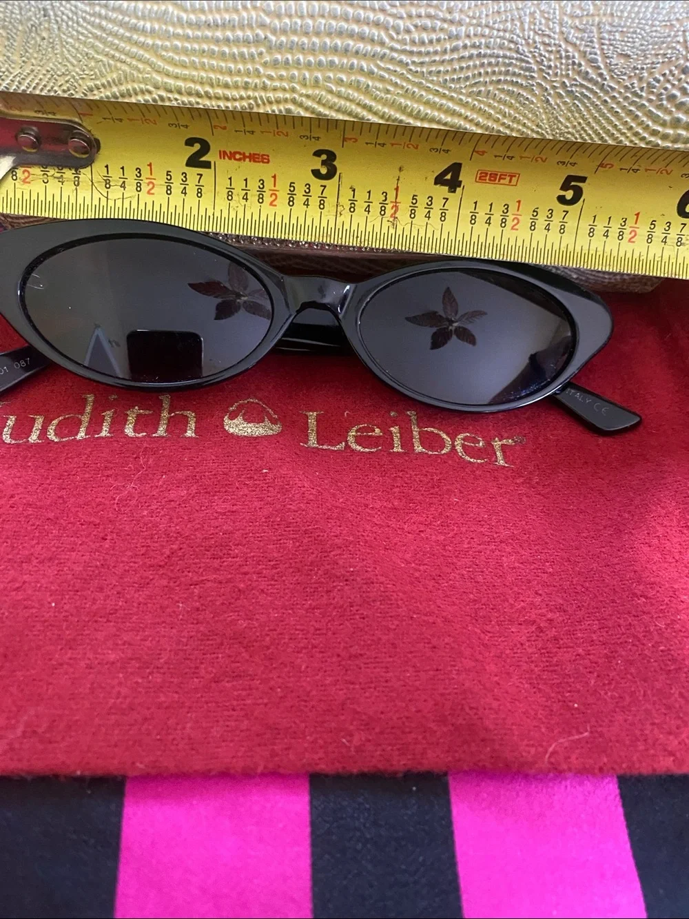 Judith Leiber Black Cat-Eye Sunglasses